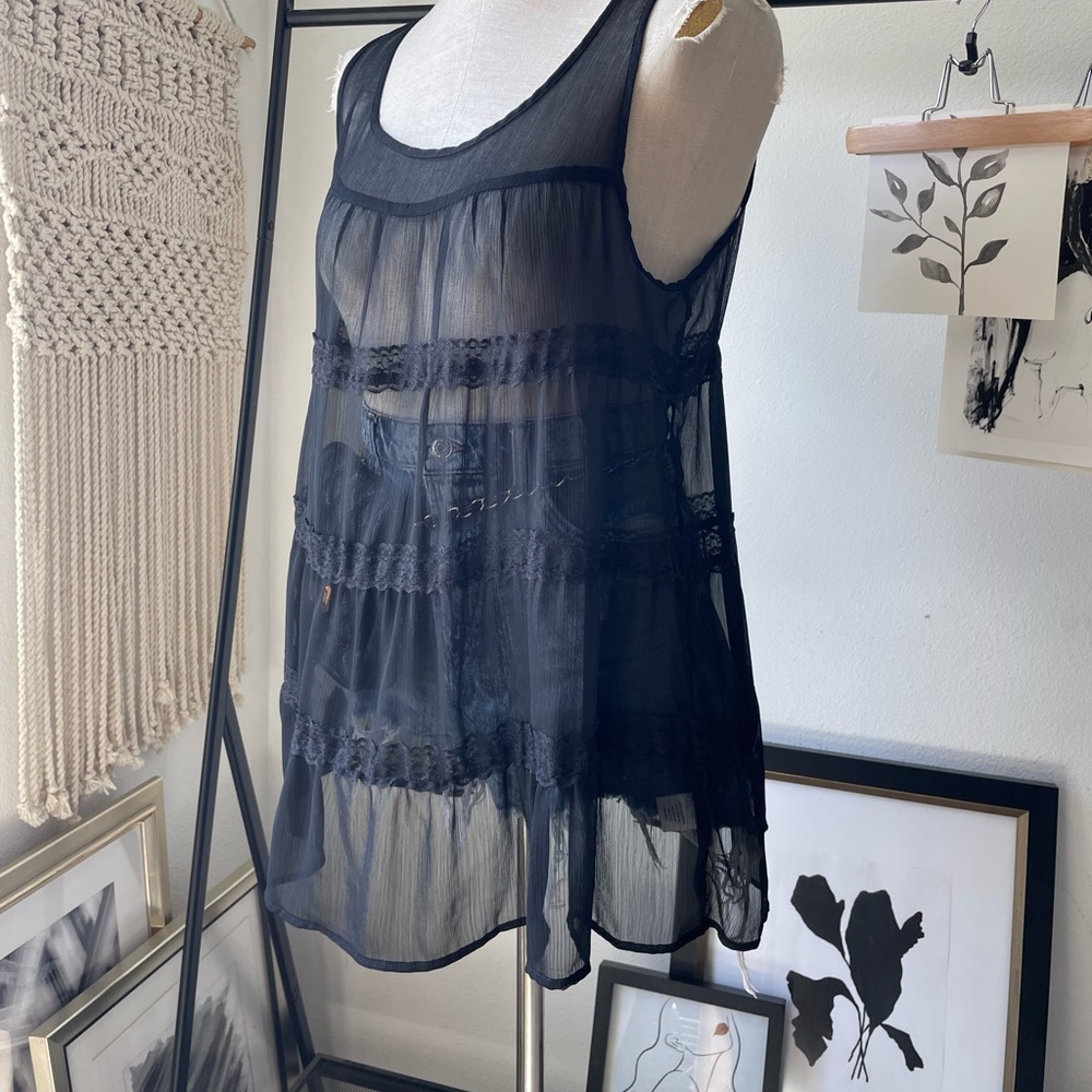 Black sheer swim cover up